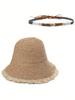 Crochet Straw Hat for Women Summer Handmade Hollow Out Panama Raffia Paper Tassel Edge Beach Hats UV Protect Foldable Sun Visor