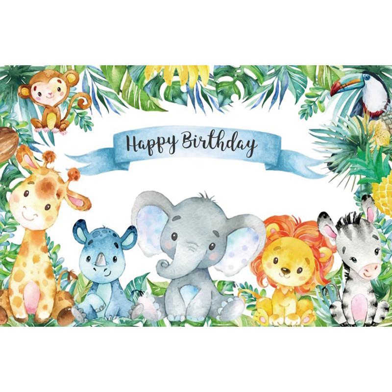 Tropical Jungle Safari Photography Backdrops Forest Animal Party Newborn Baby Shower Child Birthday Photography Props Vinyl--W120xH80cm