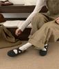 Grape Mother Studiolee Soft Cute Round Head Cross Buckle Sweet Wind Suede Light Mouth Fluffy Mary Jane Single Shoes