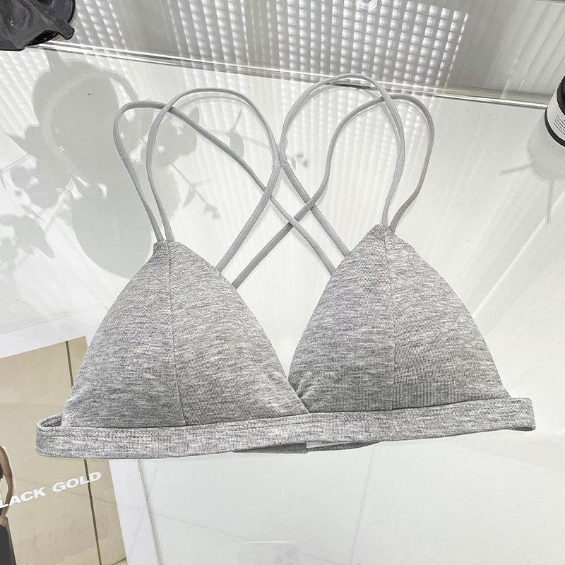 Summer Wire-Free Cotton Feel Triangle Bra - Breathable, Stylish Back Design for Women and Students
