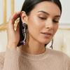 Creative Enamel Fishbone Dangle Earrings Fish Drip Glaze Metal Geometric Stud Earrings Retro Alloy Bohemian Dangle Earring