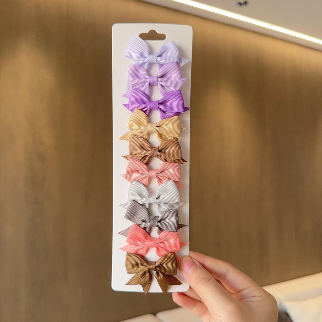 10Pcs/Set New Solid Color Ribbon Kids Bows Hair Clips for Baby Girls Handmade Bowknot Hairpin MiNi Barrettes Hair Accessories