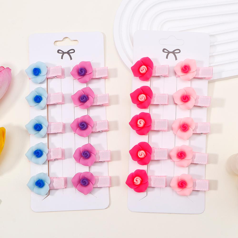10Pcs New Solid Camellia Hairpins Hair Clips for Kids Fashion Headdress Princess Fairy Hairpin Fashion Baby Accessories