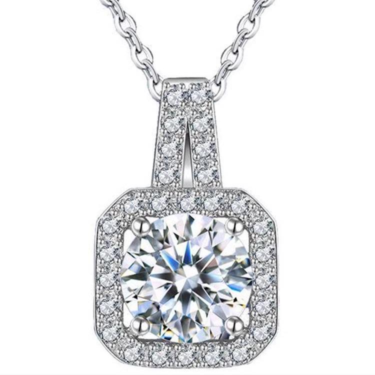 Colier Cub de Zahăr Pătrat 2024: Stil Simplu Dulce, Pandantiv Super Strălucitor, Lanț Claviculă de Calitate Superioară pentru Femei