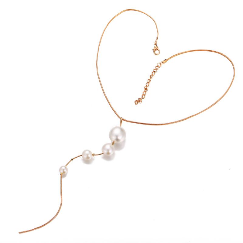 RUI RUI YU Retro Style Simple Artificial Pearl Bead Pendant Tassel Necklace
