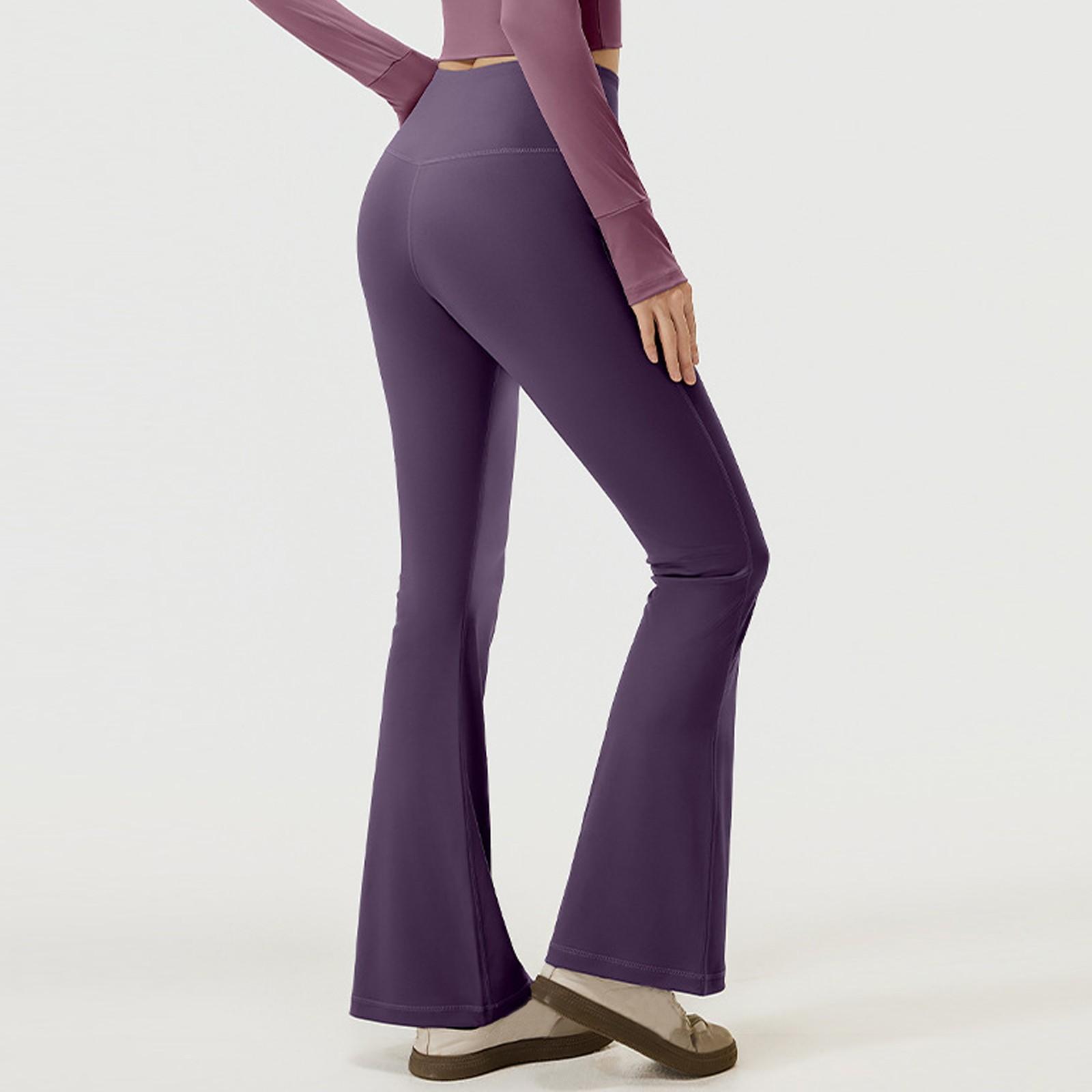 

Womens Pants Casual Pants With Pockets Pull On Flare Slacks High Waist Stretchy Trousers XXL фіолетовий