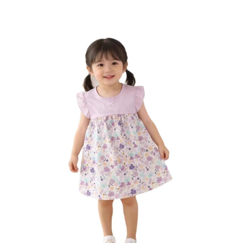 Girls Sleeveless Floral Printed Puffy Princess Dress Toddler Birthday Party Gown