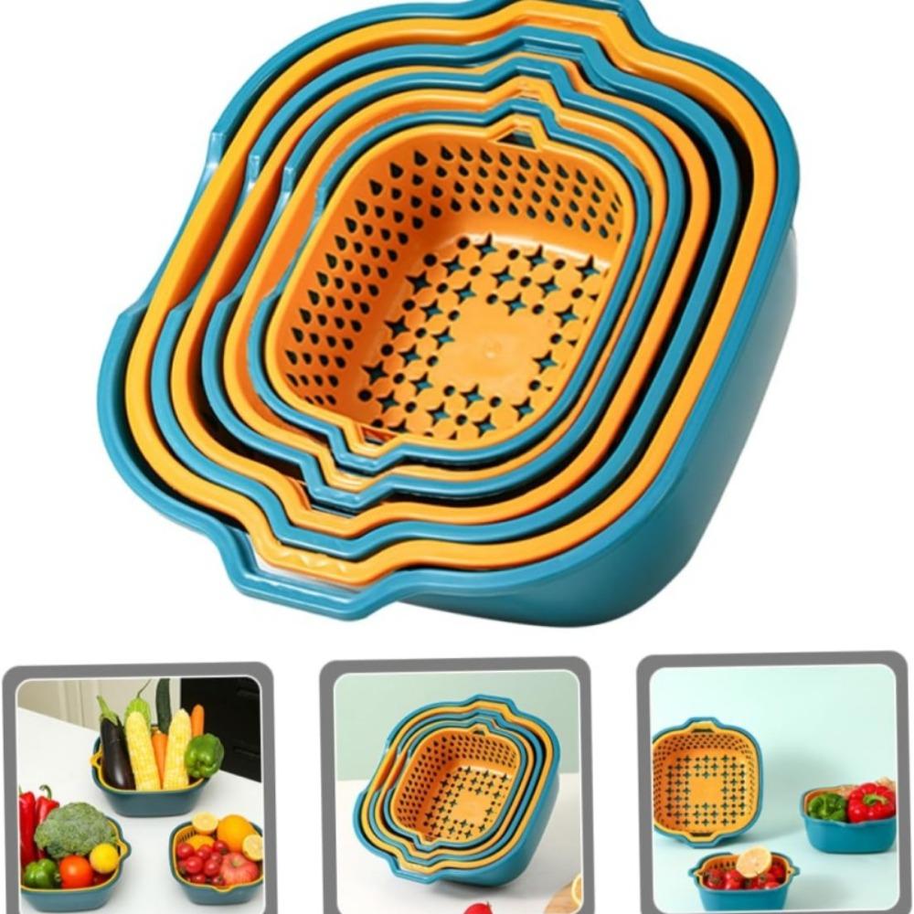 2-in-1 Doppelschicht-Abtropfkorb Aufbewahrungskorb Multifunktionaler Küchen-Abtropfkorb Behälter Aufbewahrung Obst- und Gemüsebecken