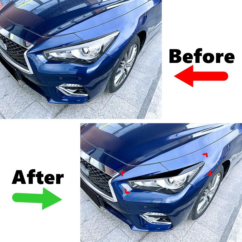 For Infiniti Q50 2014+ Headlight Eyebrow Eyelid Trim Lamp Cover Sticker Car Accessories