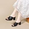 Fish Mouth Slippers Women's Outer Wear Summer New Thick Heel High Heel Sandals with Dress Fashion Slippers