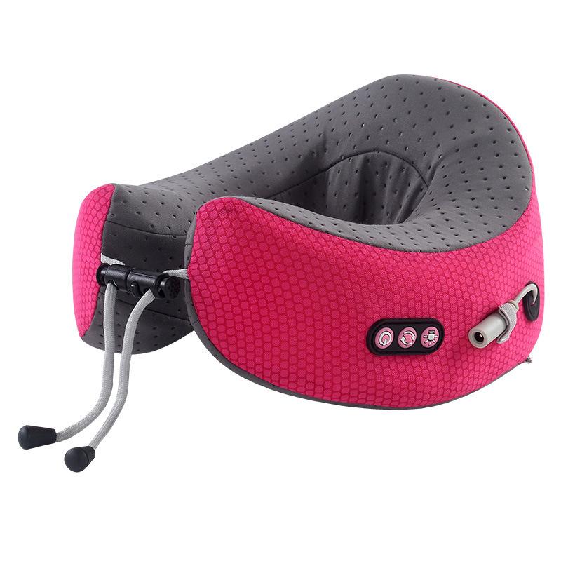 Cervical Spine Massage Pillow Hot Compress Neck MassagingTool Type Massage Pillow Neck MassagingTool Traveling Pillow красный