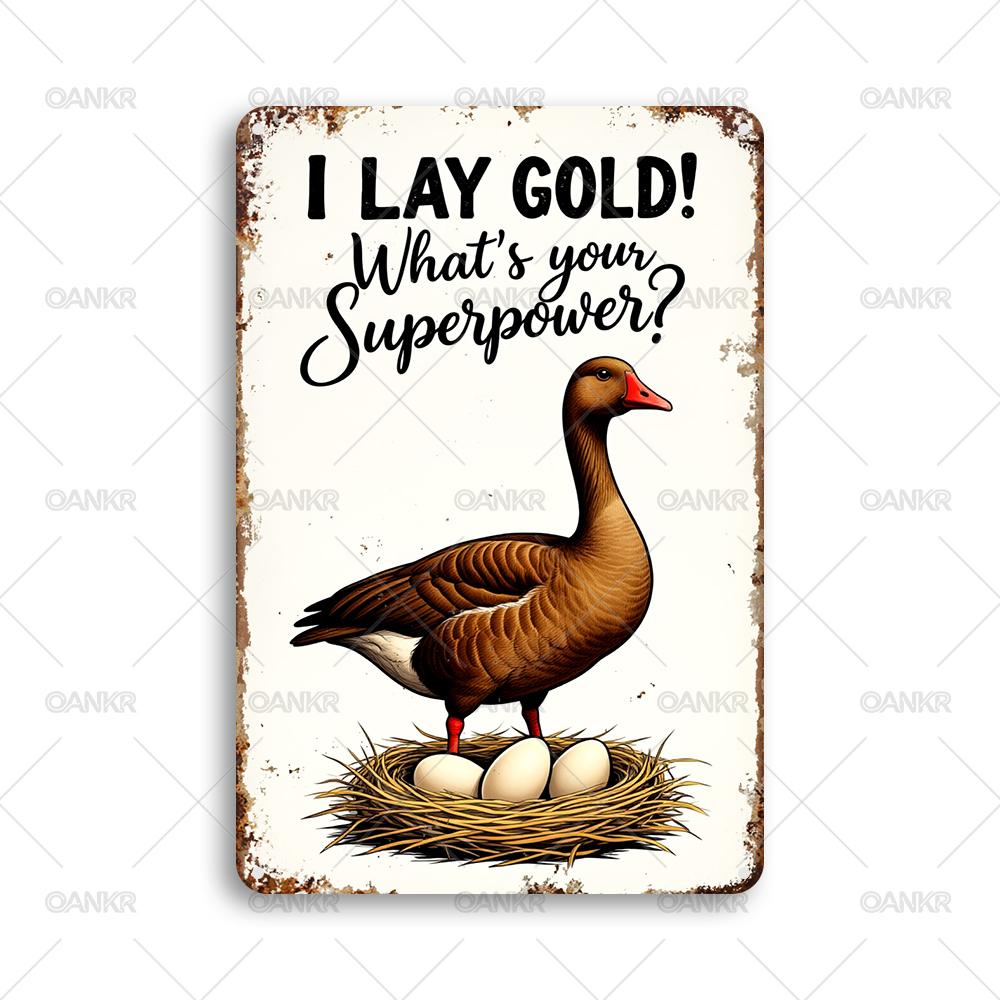 

Vintage Farm Fresh Art Metal Tin Sign Duck Lay Gold Eggs Sign Poster Metal Signs for Farm Bar Garden Home Wall Decor Plaque 20x30cm（7.8x11.8inch）