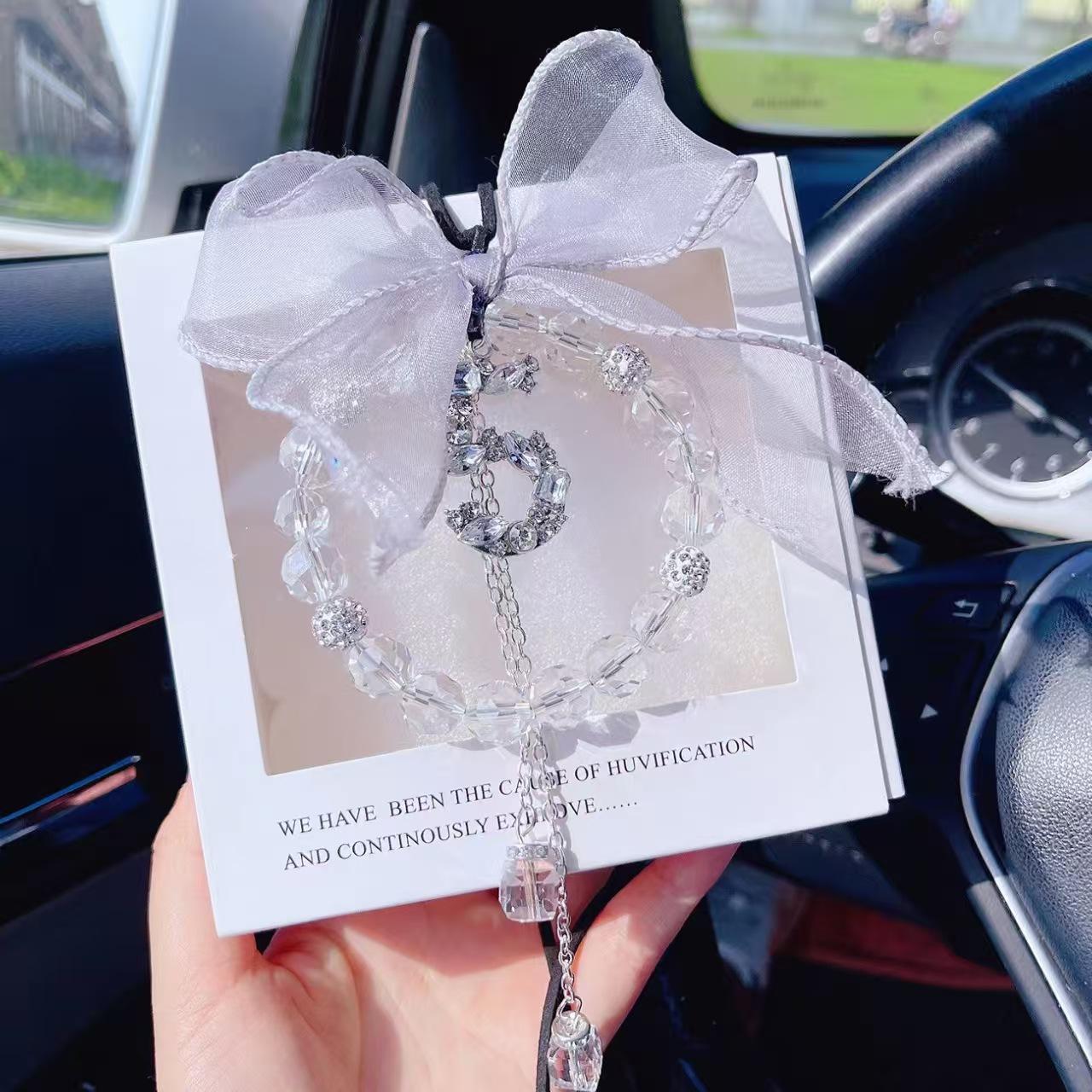 Small Fragrance Car Pendant 5-digit Car-shaped Pendant Crystal Car Interior Accessory Bow-shaped Women s Accessory 20*10