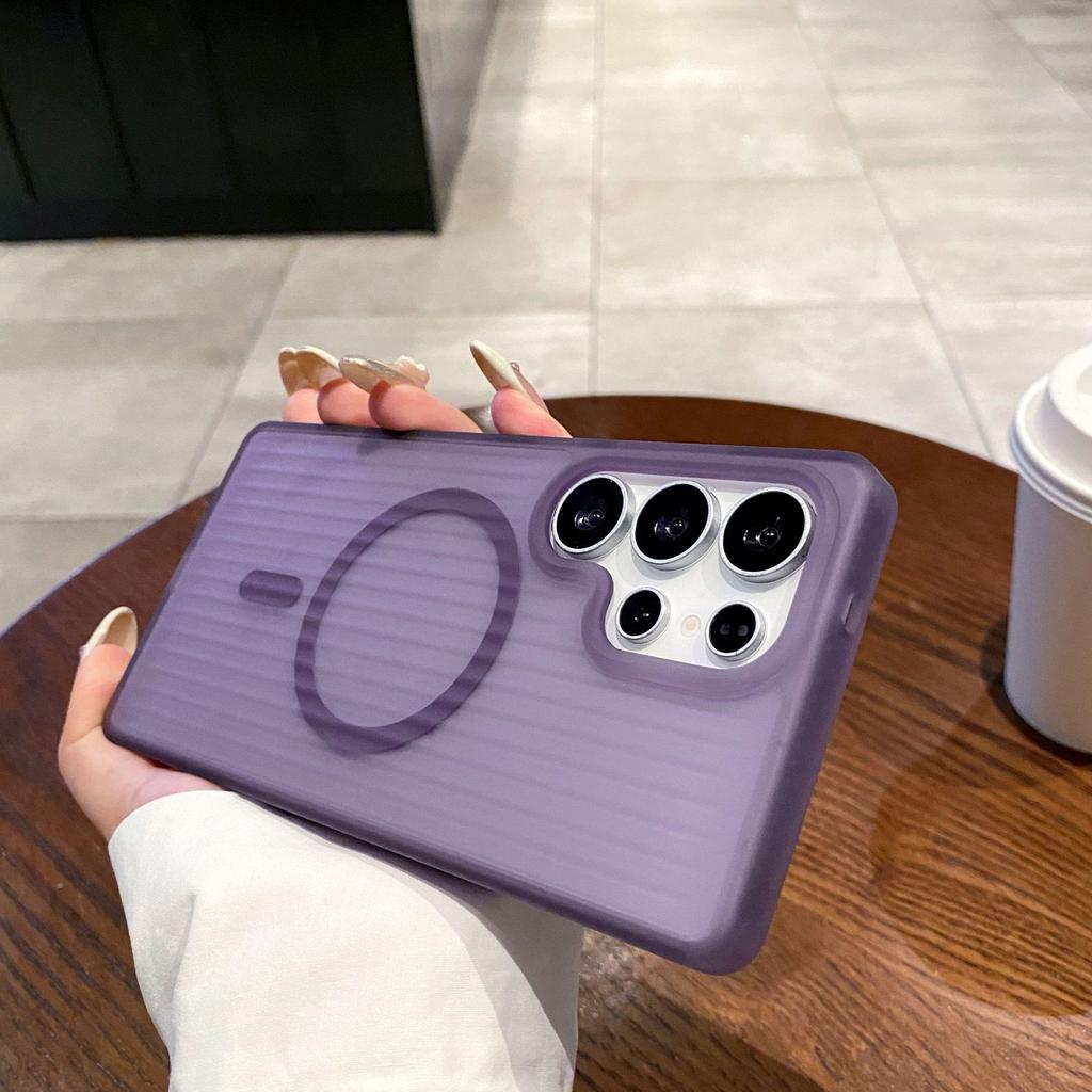 Samsung S25ultra Matte Skin feeling Mobile Phone Case S24plus Corrugated Plane Powerful Magnetic Case