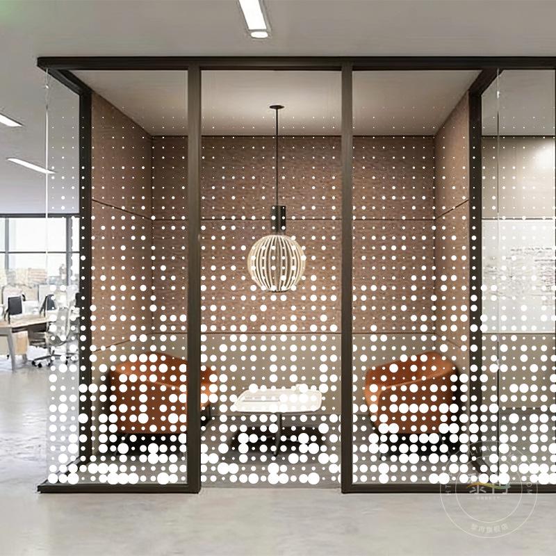 Two-way Mirror Geometric Glass Door Decorative Sticker for Office & Restaurant