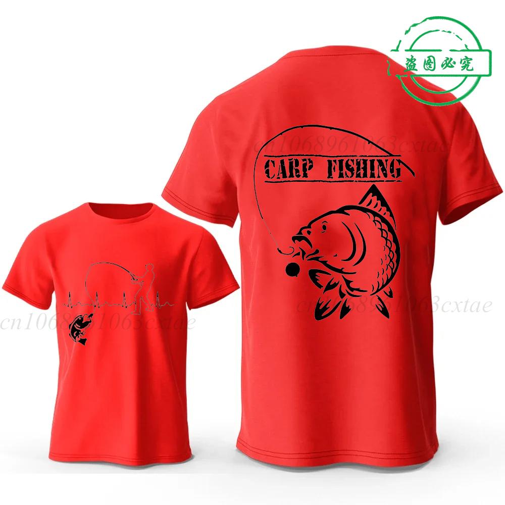 Eat Sleep Fishing Heartbeat Men T-Shirts Tops Men Fisherman Fish T-shirt Short Sleeve Tees Fashion Brand New Oversized Shirt