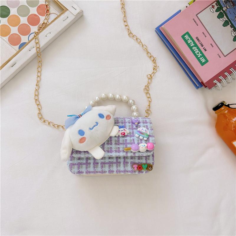 

And Cotton Exquisite Linen Girl Chain Shoulder Diagonal Bag Portable Storage Blue Purple