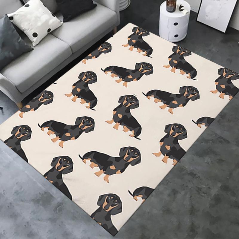 Office Carpet Dachshund Patterned Rug for Sofa Protection Under Chairs