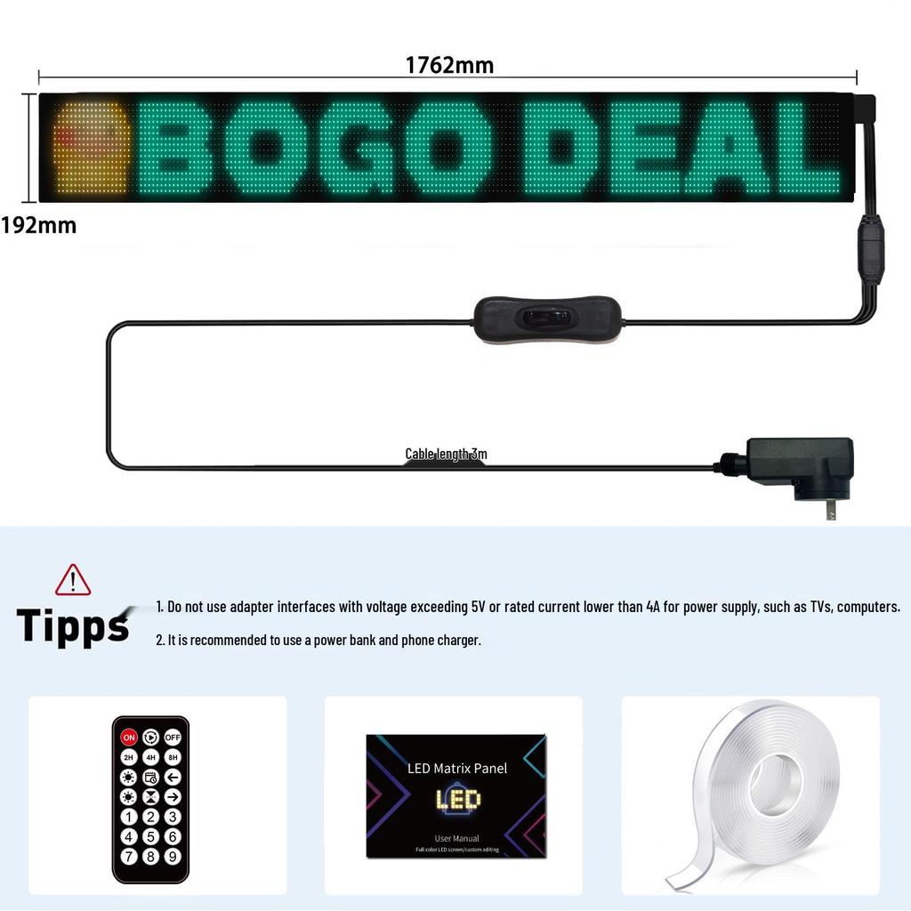 Bluetooth Controlled LED HD Flexible Advertising Display for Shopfronts
