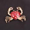 Marine Life Brooch with Diamonds, Crab Brooch, European and American Fashion Clothing Accessories, Enamel Brooch with Diamonds