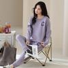 Couple pajamas spring and autumn long-sleeved pure cotton simple fashion casual men and women can wear sports loungewear suit in autumn