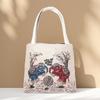 Panda Pattern Canvas Handheld Bag With Embroidery For Casual Day Use