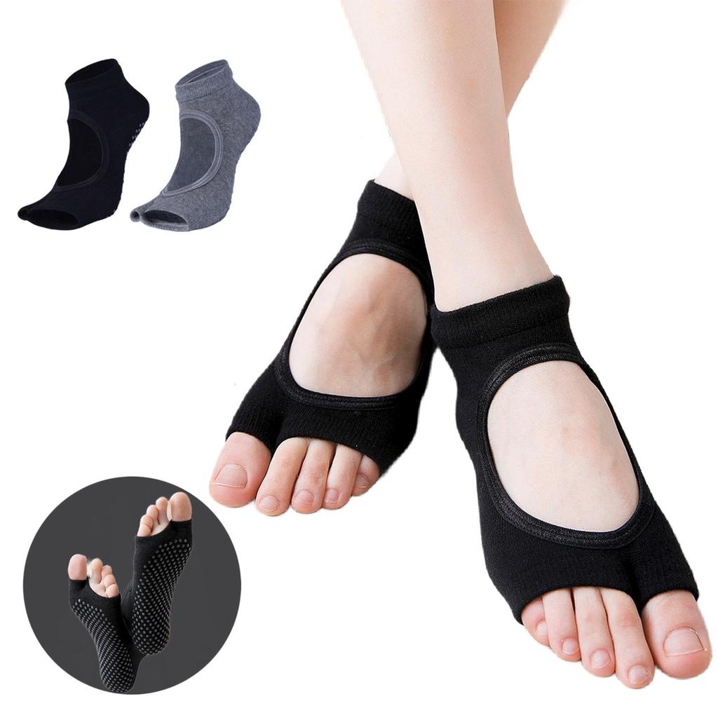 Split-toe Yoga Socks, Combed Cotton, Non-slip, Open-back, Fingerless Dance Socks, Dotted Two-toe Socks
