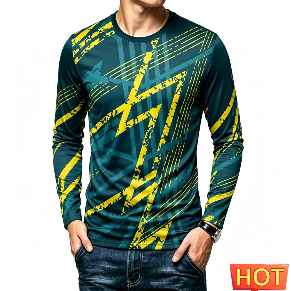 Outdoor Running Sports Men's T Shirt Funny Camouflage 3D Print Long Sleeve T-shirt Casual O-neck Loose Tops Autumn Gym Clothing