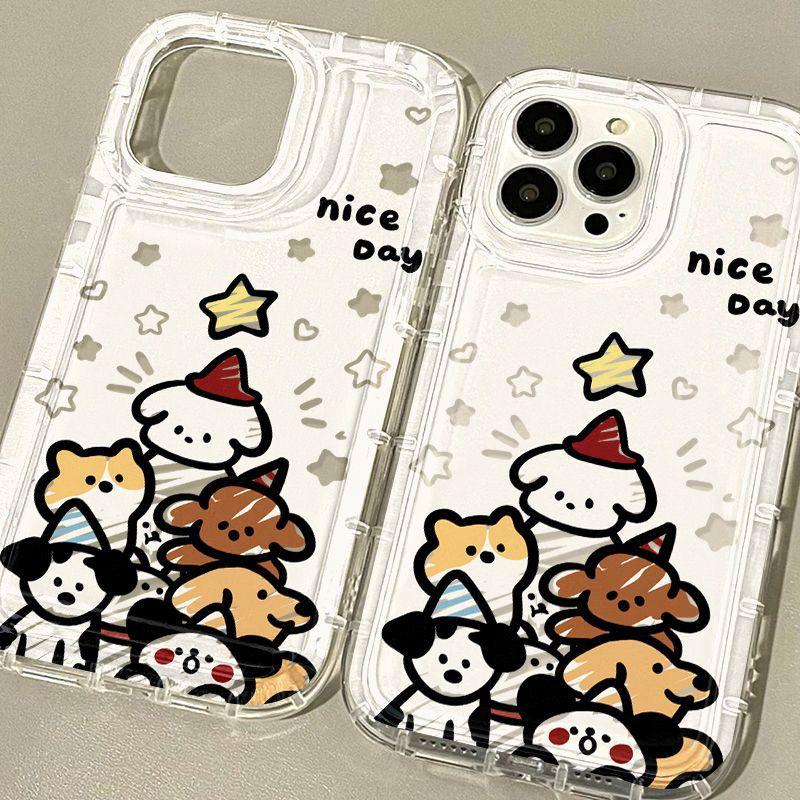 Christmas Cartoon Star Puppy for iPhone17PorMax Mobile Phone Case 14 Apple 13 Transparent 12/16