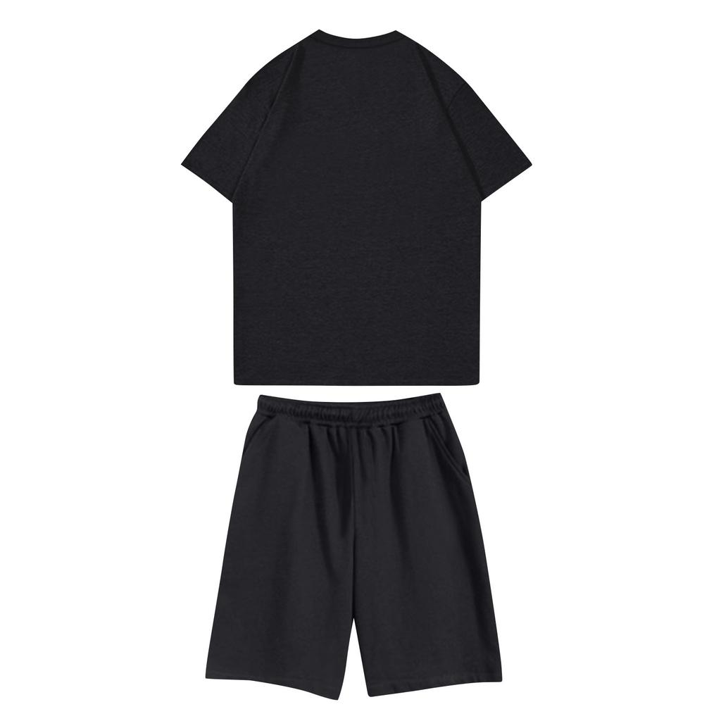 Unisex Jogging Set With Short Sleeved Shorts  Two-piece Set