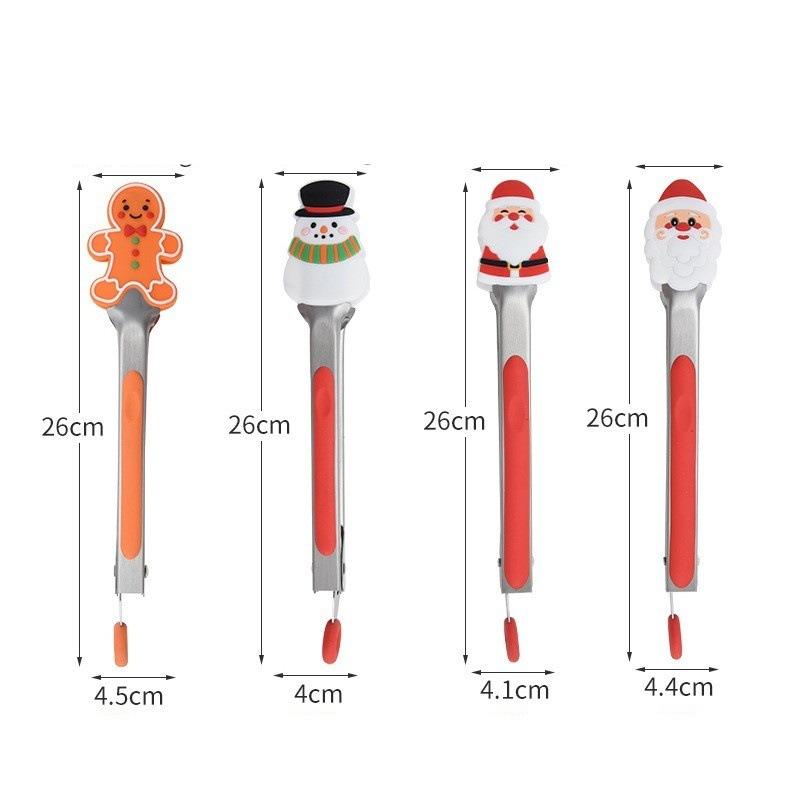 4er-Set Weihnachtsserie 9-Zoll Silikon Lebensmittelzange Geschirr BBQ Steak Backen Verdicktes Material Festival Küchenbedarf