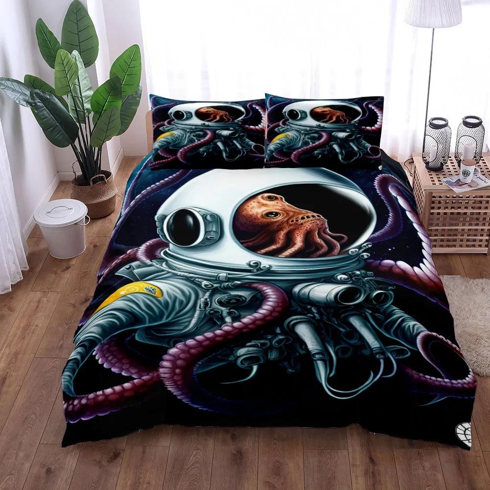 

Комплект постельного белья для детей Space Squids King Queen Double Full Twin Single Size EU Single 135x200cm