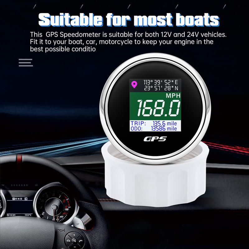 NEW 52mm Digital GPS Speedometer TFT Screen Trip ODO Mph Knot Km/h Speed Gauge Meter GPS Antenna for Car Boat Motorcycle 12V/24V