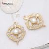 14k Gold-plated Copper Inlay Zircon Pearl Connector Pendant DIY Necklace Earrings Charms Accessories Findings Jewellery Making
