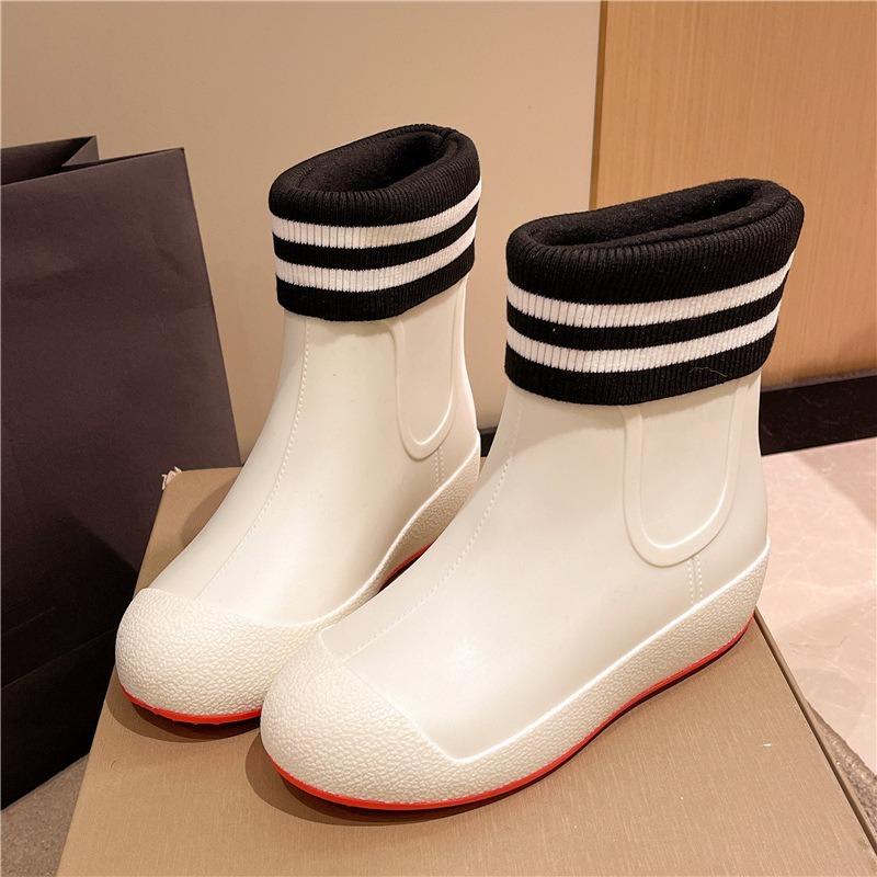 Fashion white rain shoes women's tall water shoes kitchen food factory work boots aquaculture waterproof rain boots