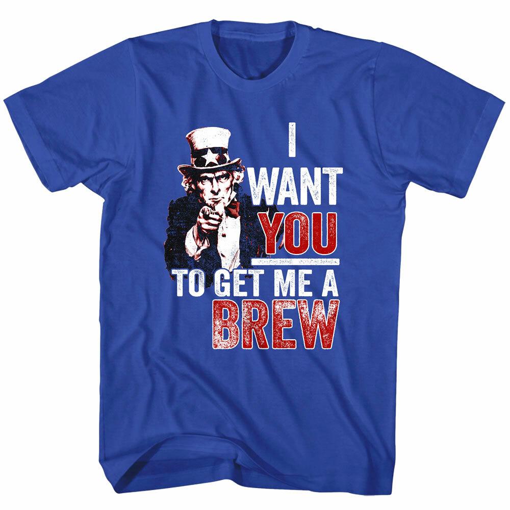 Drunk Society Uncle Sam Men#039;s T Shirt I Want You to Get me a Brew Drinking Booze Unisex T-Shirt S