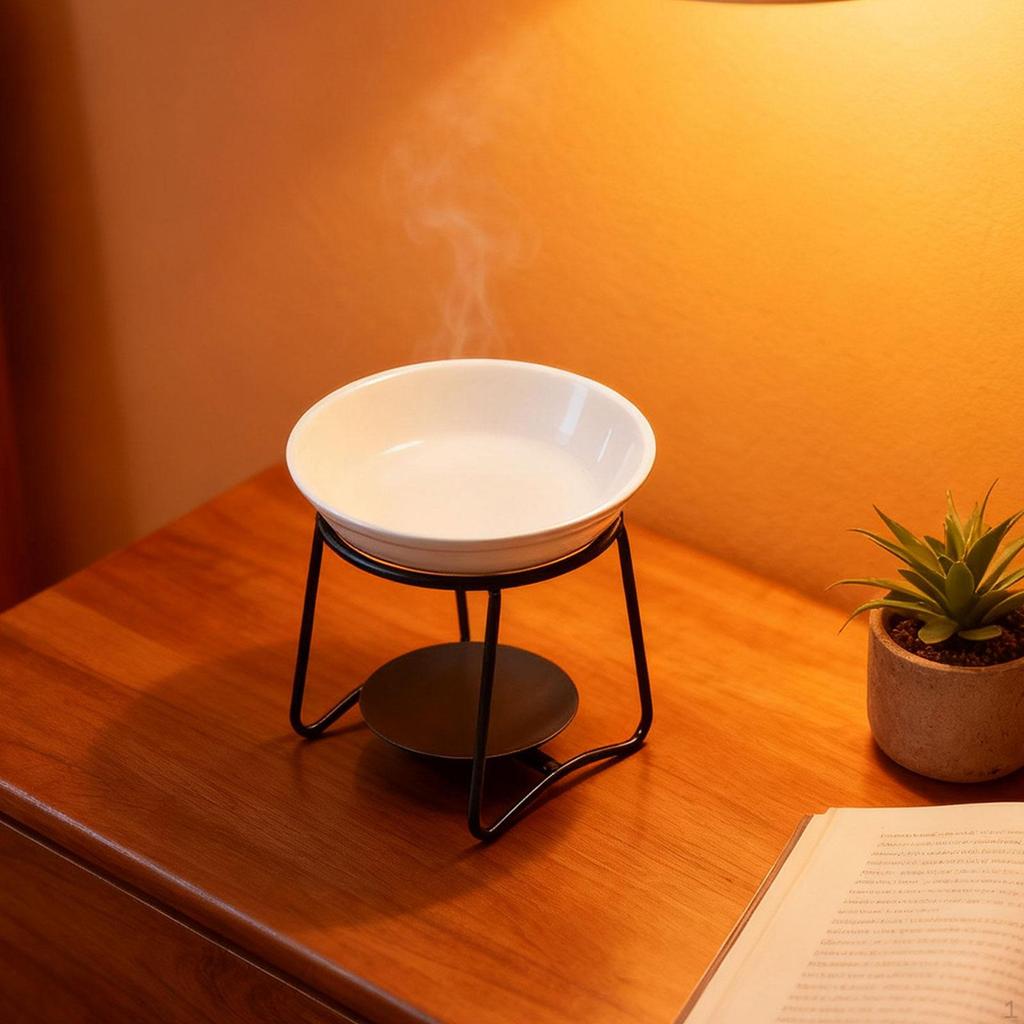 Keramisk oljebrännare Doftande Dekorativ Bärbar Järnram Smält för Hem SPA Meditation Kontor