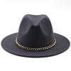 New thin chain accessories European and American autumn and winter solid color woolen top hat European and American fashion jazz hat