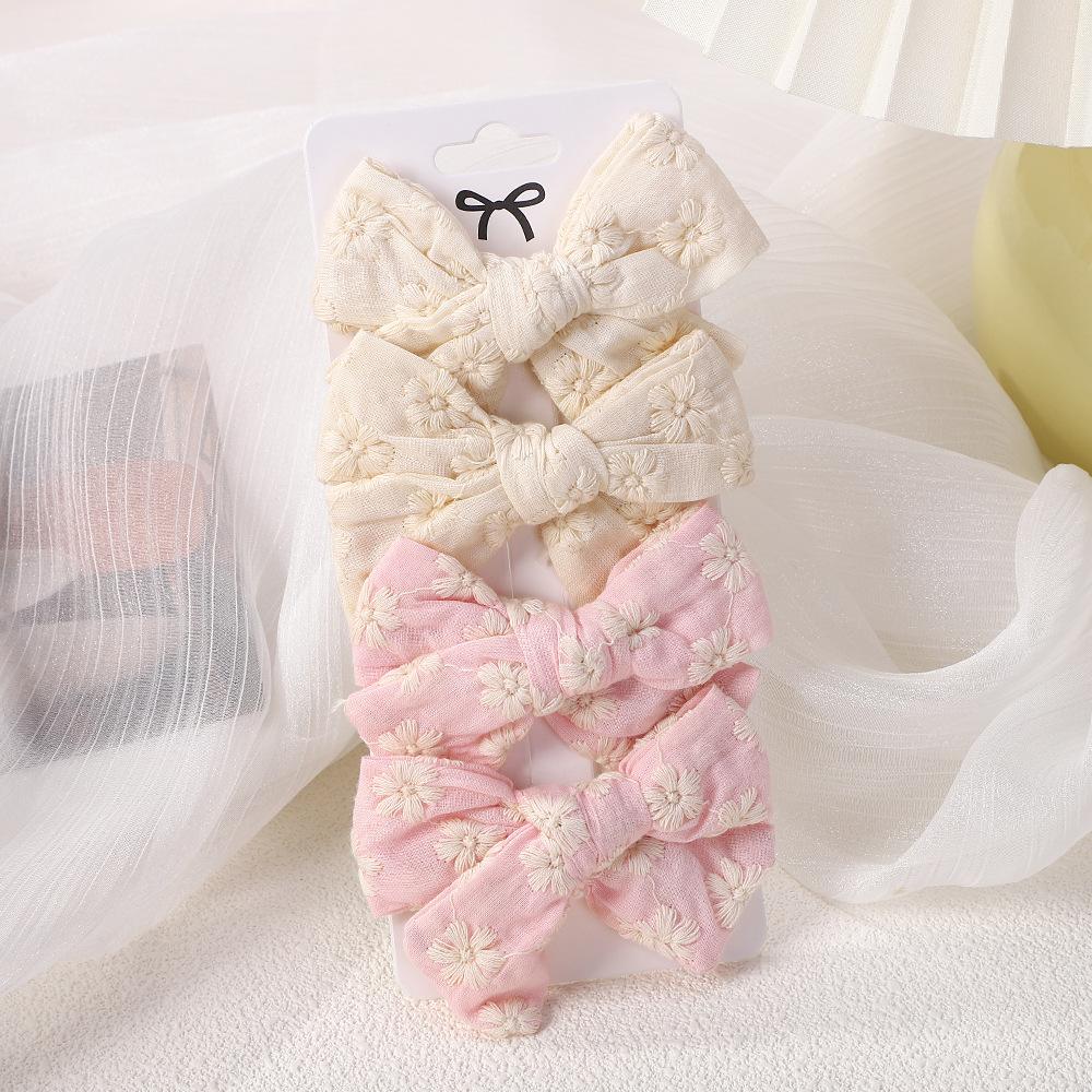 Children'S Hair Accessories Cute Bow Fabric Hairpin Set Baby Girls Hairpin Four-Piece 1568