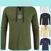 Camiseta Elegante Medieval para Hombre de Manga Larga con Cordones de Color Sólido Retro Disfraz Cosplay