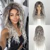 Synthetic Grey Hair Long Water Wave Wigs for Women Natural Fluffy Curly Wave Wig Cosplay Halloween Party Heat Resistant