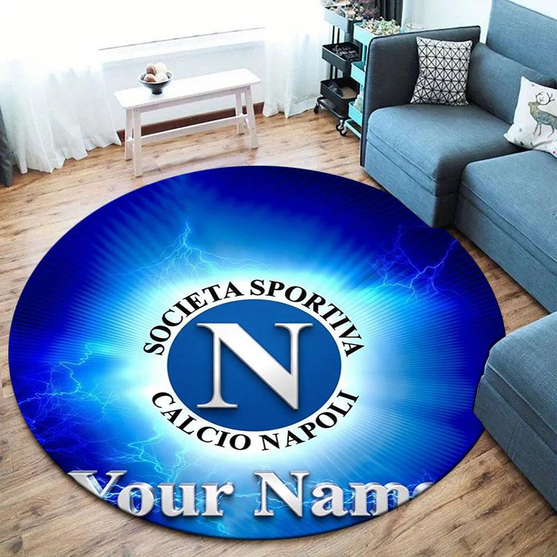 SSC Napoli Custom Name Round Area Rug,Carpet Rug for Living Room Bedroom Sofa Playroom Decor,Non-slip Floor Mat
