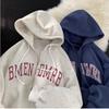 Navy Blue Fleece-Lined Hooded Sweatshirt - Slim Fit, Warm, Versatile, and Stylish for Women