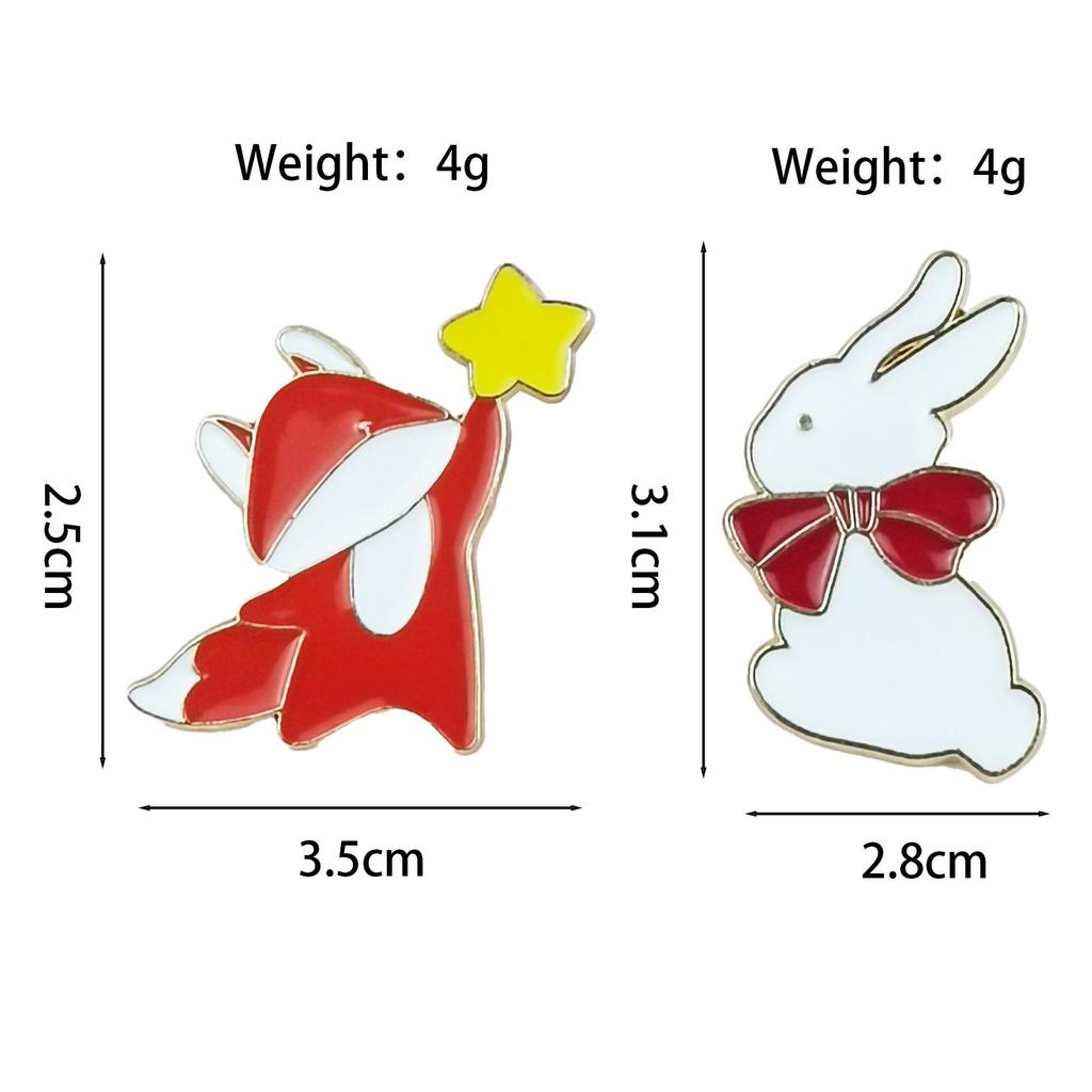 Cartoon Fox Rabbit Brooch - Cute Versatile Alloy Accessory for Clothing & Bags