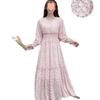 Floral Chiffon Midi Dress With High Waist And Ruffle Hem For Spring Casual Wear