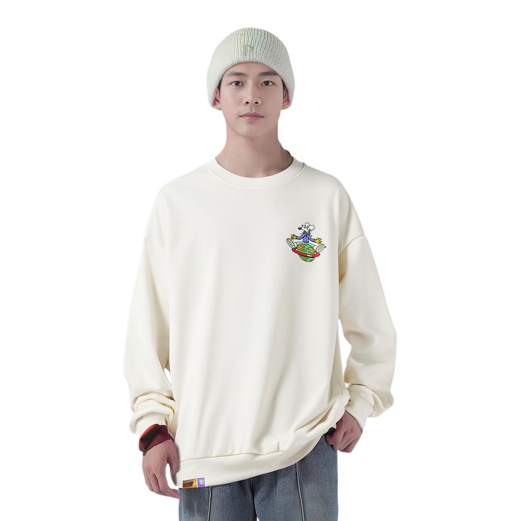 Li Ning X Steven Harrington Collaboration Skateboard Series Simple Print Loose Fit Pullover Long Sleeve Sweatshirt Men sweatshirt Off-White AWDTD09-1