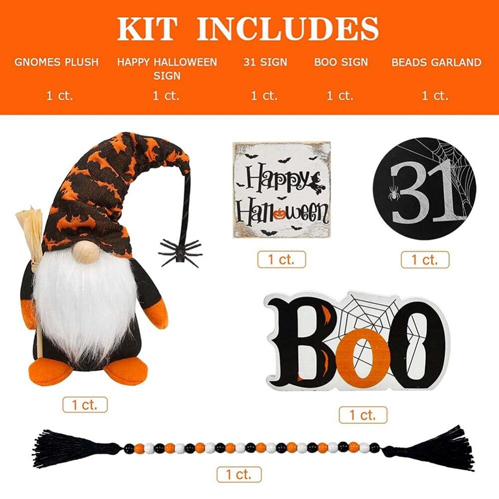 Halloween Wooden Signs Handmade Halloween Gnomes Plush Decoration