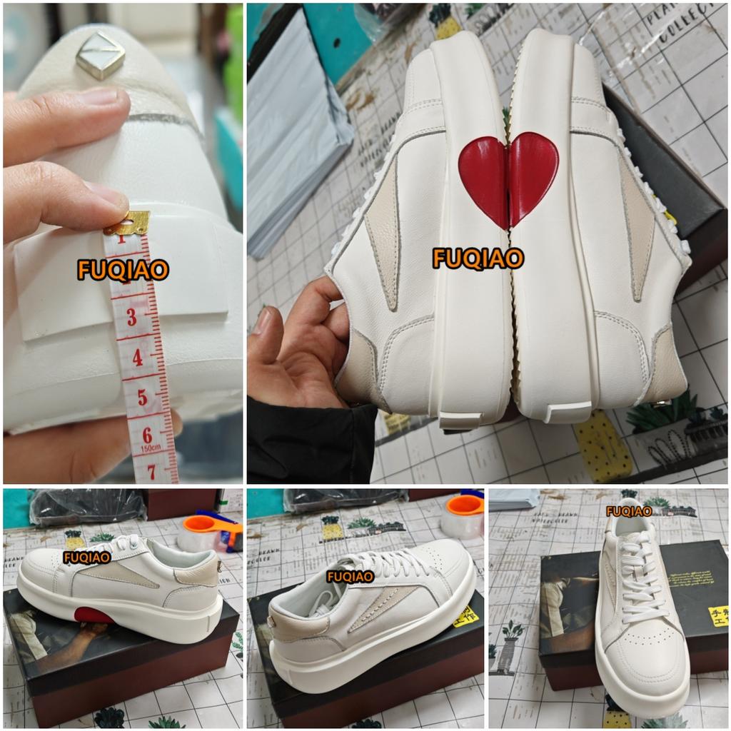 Men's Split Leather Casual Sneakers 4.5cm Thick Sole Height Increase Platform Shoes for Women Comfortable Walking Sports