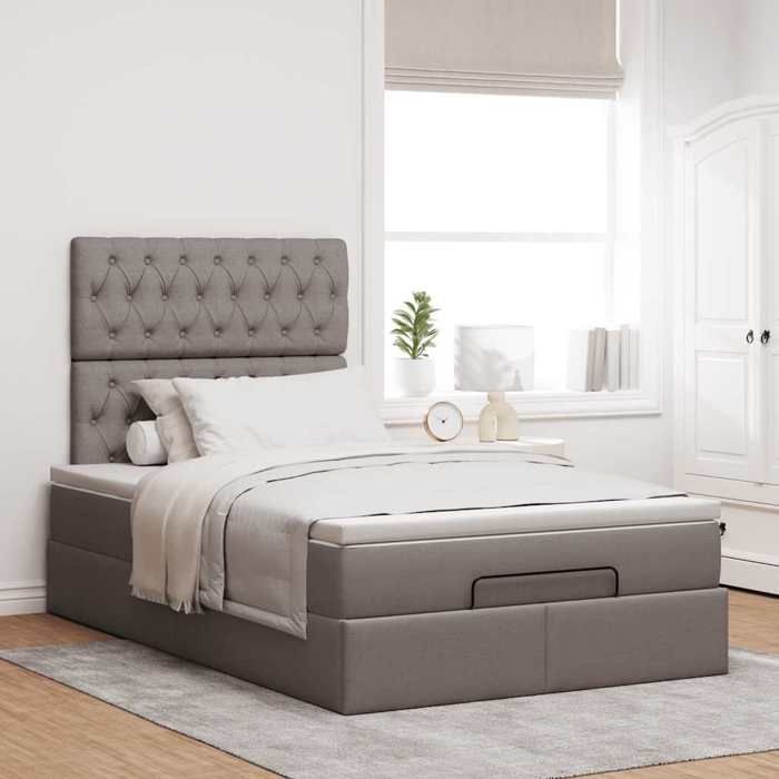 Maison Exclusive - Cadre de lit ottoman avec matelas taupe 120x200 cm tissu