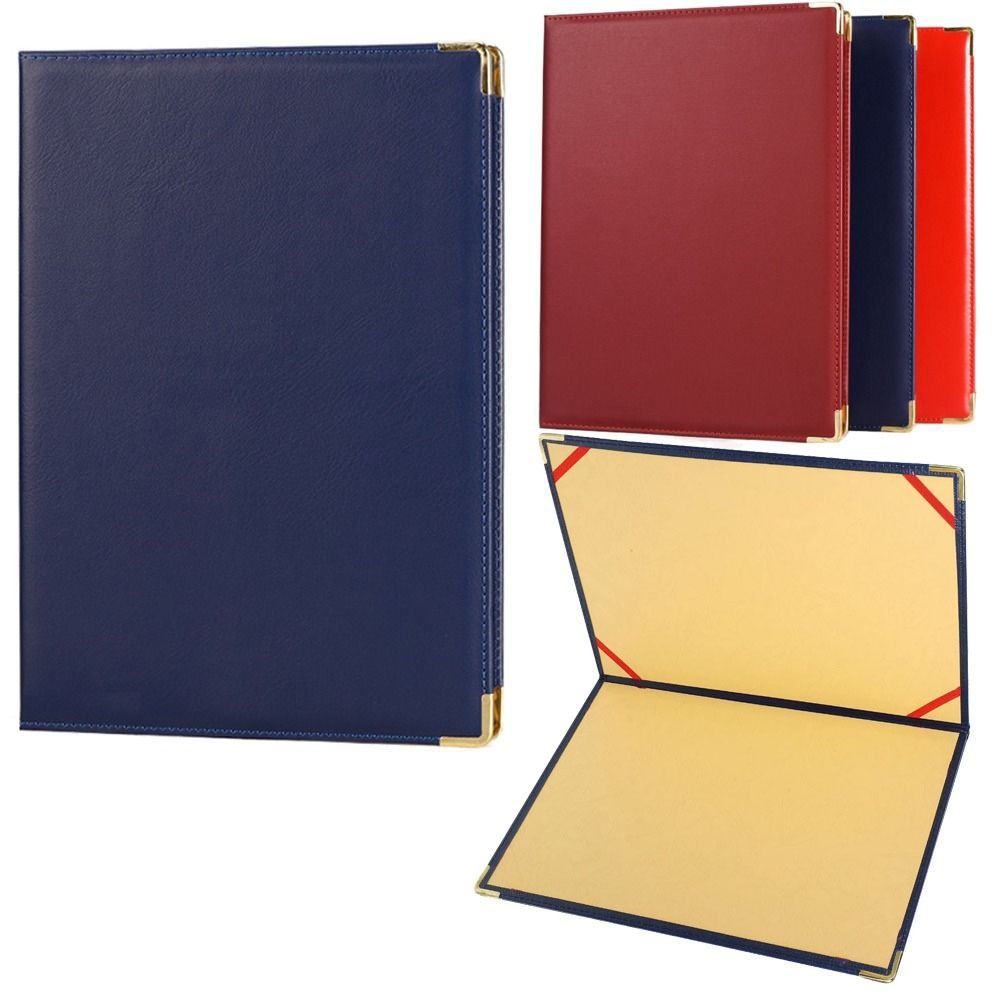 

Protective A4 Agreement Folder PU Leather Paper Document Holder Certificate Diploma Cover Resume темно-синього кольору